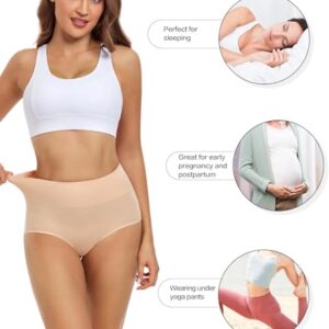 wirarpa Women's Postpartum Underwear High Waisted Ladies Cotton Panties Full Coverage Briefs 5 Pack Beige 2X-Large