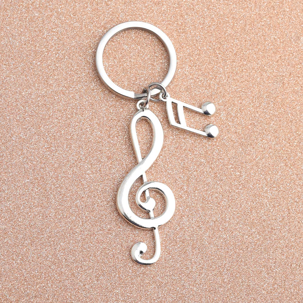 BEKECH Music Jewelry Music Themed Music Clef Pendant Music Note Charm Keychain Musical Jewelry Gift for Musician Music Teacher Music Lover (silver)