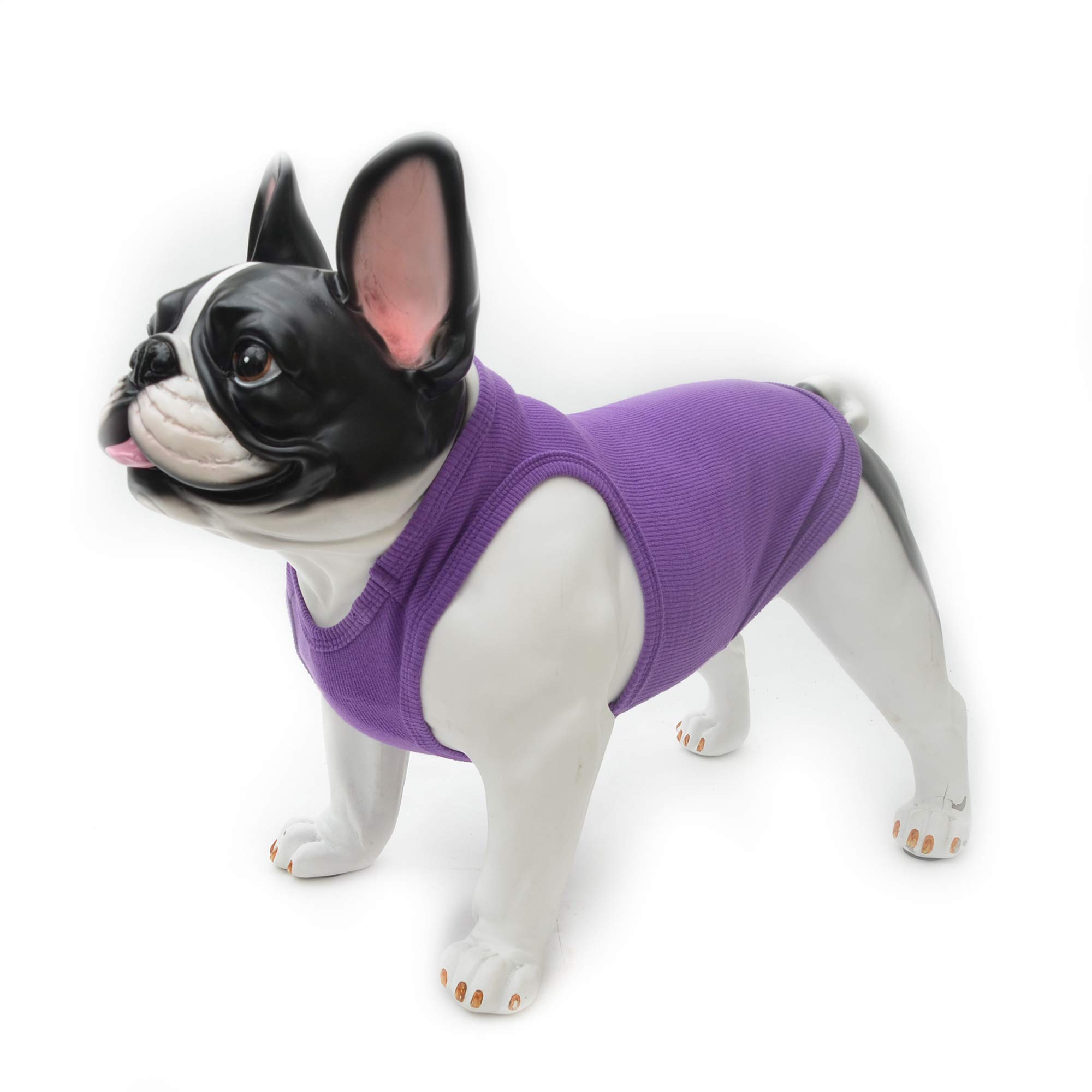 Lovelonglong 2019 Summer Pet Clothing, Dog Clothes Blank T-Shirts Ribbed Tanks Top Thread Vests for Large Medium Small Dogs 100% Cotton Purple L