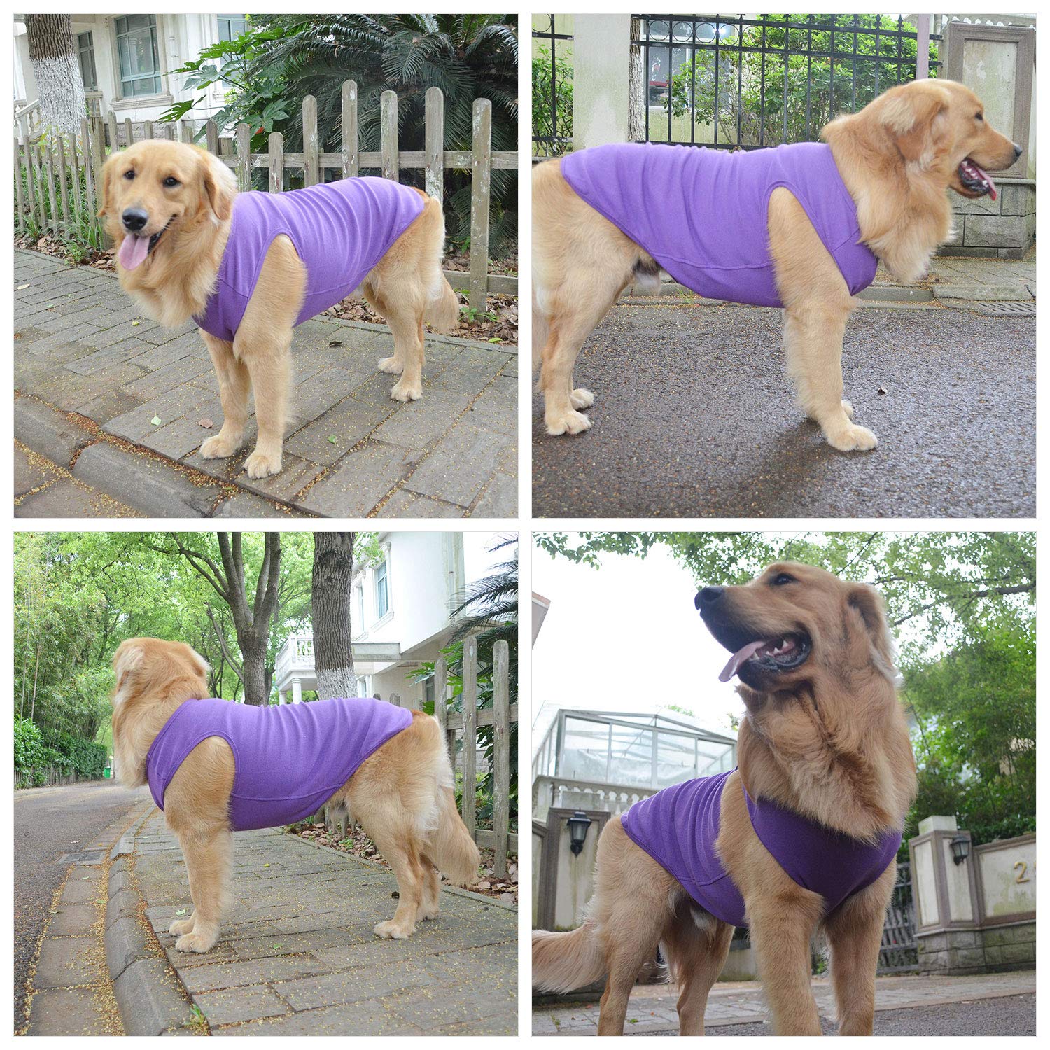 Lovelonglong 2019 Summer Pet Clothing, Dog Clothes Blank T-Shirts Ribbed Tanks Top Thread Vests for Large Medium Small Dogs 100% Cotton Purple L