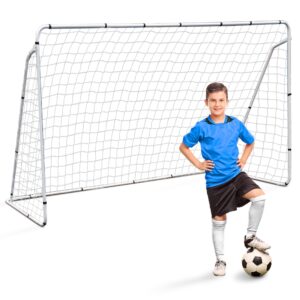 HomGarden 12' x 6' Portable Soccer Goal Football Post Target Net Tournament Regulation Training Aid Ultimate Backyard Outdoor Kids Soccer Goal