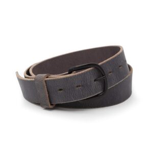 main street forge bootlegger leather belt | made in usa | gray with black buckle - 46