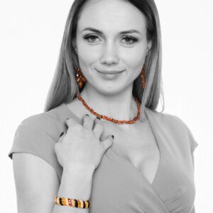 AMBERAGE Natural Baltic Amber Necklaces for Women - Hand Made from Polished/Certified Baltic Amber Baroque Beads/Quality Guaranteed (3 colors) (45cm- 17.72INCH) (COGNAC)