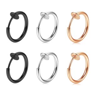 MODRSA Fake Nose Ring Hoop Faux Nose Ring Spring Hoop Fake Nose Piercing Clip on Nose Hoop Fake Lip Earrings Fake Cartilage Conch Non Piercing Jewelry for Women