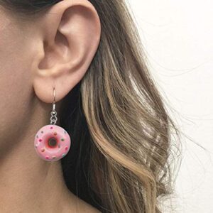 RUIZHEN Colorful Cartoon Best Friend Sweet Donut Dangle Earrings (pink)