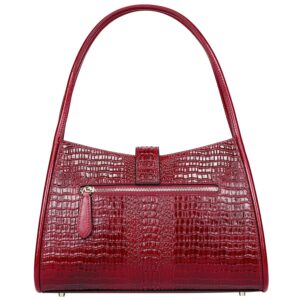 PIJUSHI Designer Shoulder Purses Crocodile Handbags for Women Leather Hobo Shoulder Bags (68022 Red)