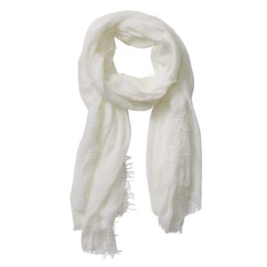 XRDSS Summer Cotton Blend Crinkle Vintage Soft Scarf with Fringed Edges 35" × 70" (White)