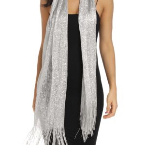 Rheane Shawl Shawls and Wraps for Evening Dresses Shawl Wraps for Women Sliver Dress Evening Gowns for Women Formal Women's Scarves & Wraps Silver Shawl for Formal Dress (Silver with Silver Glitter)