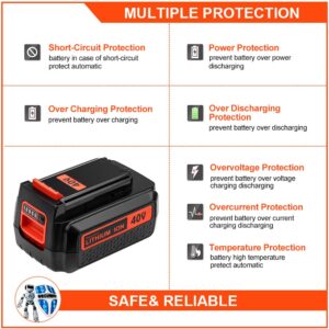 3.0Ah Replacement for Black and Decker 40V Lithium Battery LBX2040 LBXR36 LBXR2036 LST540 LCS1240 LBX1540 LST136W LBX2540 LST136 LHT2436 LSW36 Cordless Tools Battery