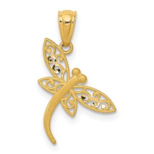 jewelry stores network 14k yellow gold satin dragonfly filigree pendant 21 mm x 13 mm