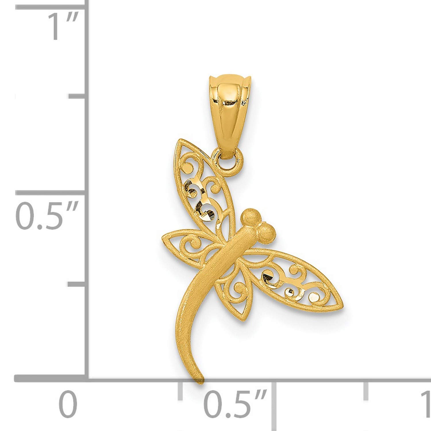 Jewelry Stores Network 14k Yellow Gold Satin Dragonfly Filigree Pendant 21 mm x 13 mm