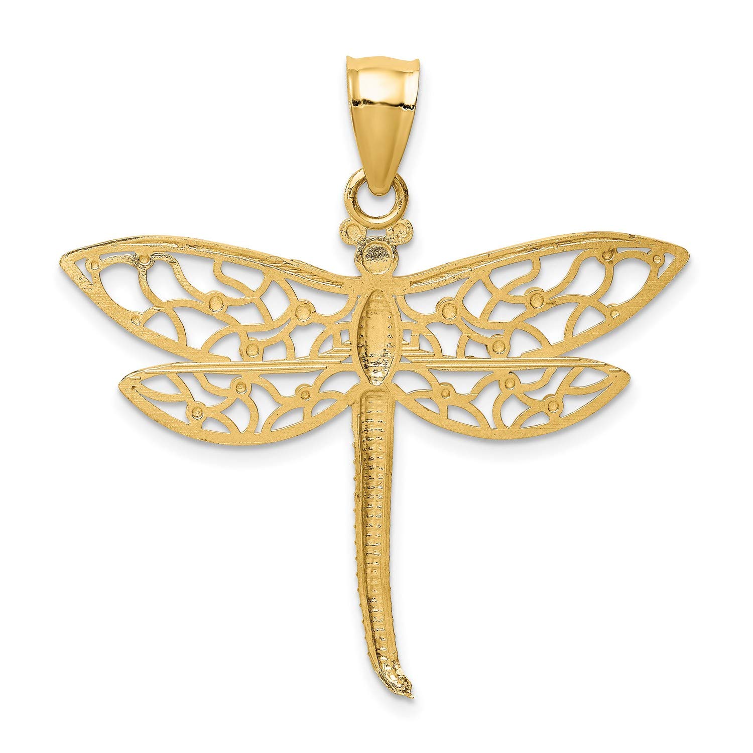 Jewelry Stores Network 14k Yellow Gold Solid Open Back Dragonfly Pendant 37 mm x 38 mm