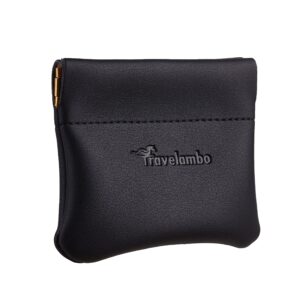 Travelambo Leather Squeeze Coin Purse Pouch Change Holder For Men & Women (01 Vintage Black)