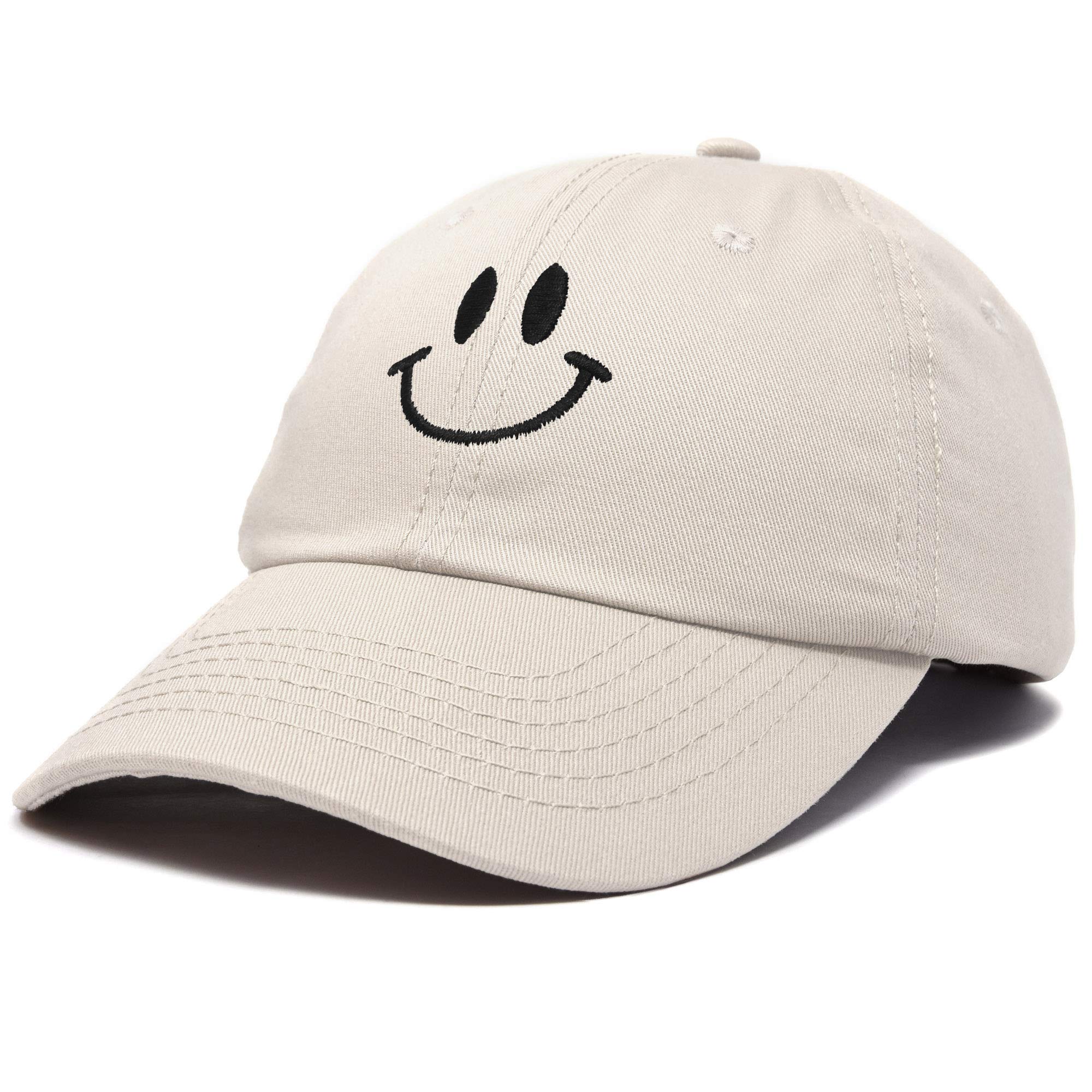 DALIX Smile Baseball Cap Smiling Face Happy Dad Hat Men Women Teens in Beige