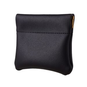 Travelambo Leather Squeeze Coin Purse Pouch Change Holder For Men & Women (01 Vintage Black)