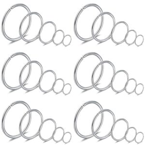 SCERRING 20G Stainless Steel Fake Nose Septum Hoop Rings Lip Helix Cartilage Tragus Ear Eyebrow Ring Piercing Jewelry 6mm 8mm 10mm 12mm 14mm 30PCS Silver