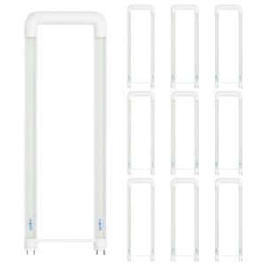 LUMINOSUM, T8 T12 U Bend LED Tube Light 2x2 Foot, 20W (40 watts equivalent), Cool White 6000k, Clear Cover, Ballast Bypass, ETL Listed, 10-pack