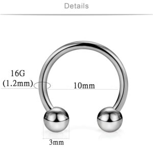 SCERRING 2PCS 16G G23 Titanium Septum Ring Nose Rings Hoop Helix Daith Cartilage Tragus Earrings Eyebrow Body Piercing Jewelry 10mm