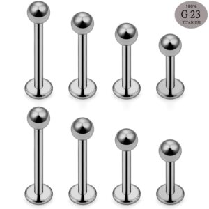 SCERRING 8PCS 16g G23 Titanium Labret Monroe Lip Tragus Cartilage Earring Ring Stud Piercing Jewelry 6mm 8mm 10mm 12mm