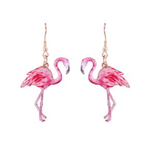 Pink Cute Flamingo Summer Metal Dangle Earring No.401