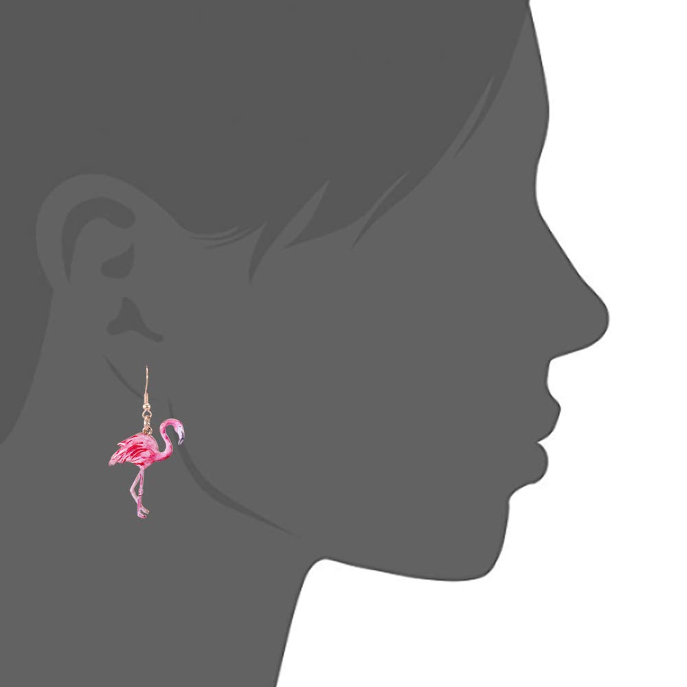 Pink Cute Flamingo Summer Metal Dangle Earring No.401