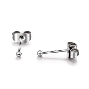 2mm mini ball pure titanium stud earrings tragus cartilage helix earring charms, medical grade piercing earrings jewelry hypoallergenic earrings for women men sensitive ears