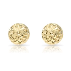 14k yellow gold diamond-cut ball stud earrings (8mm)…