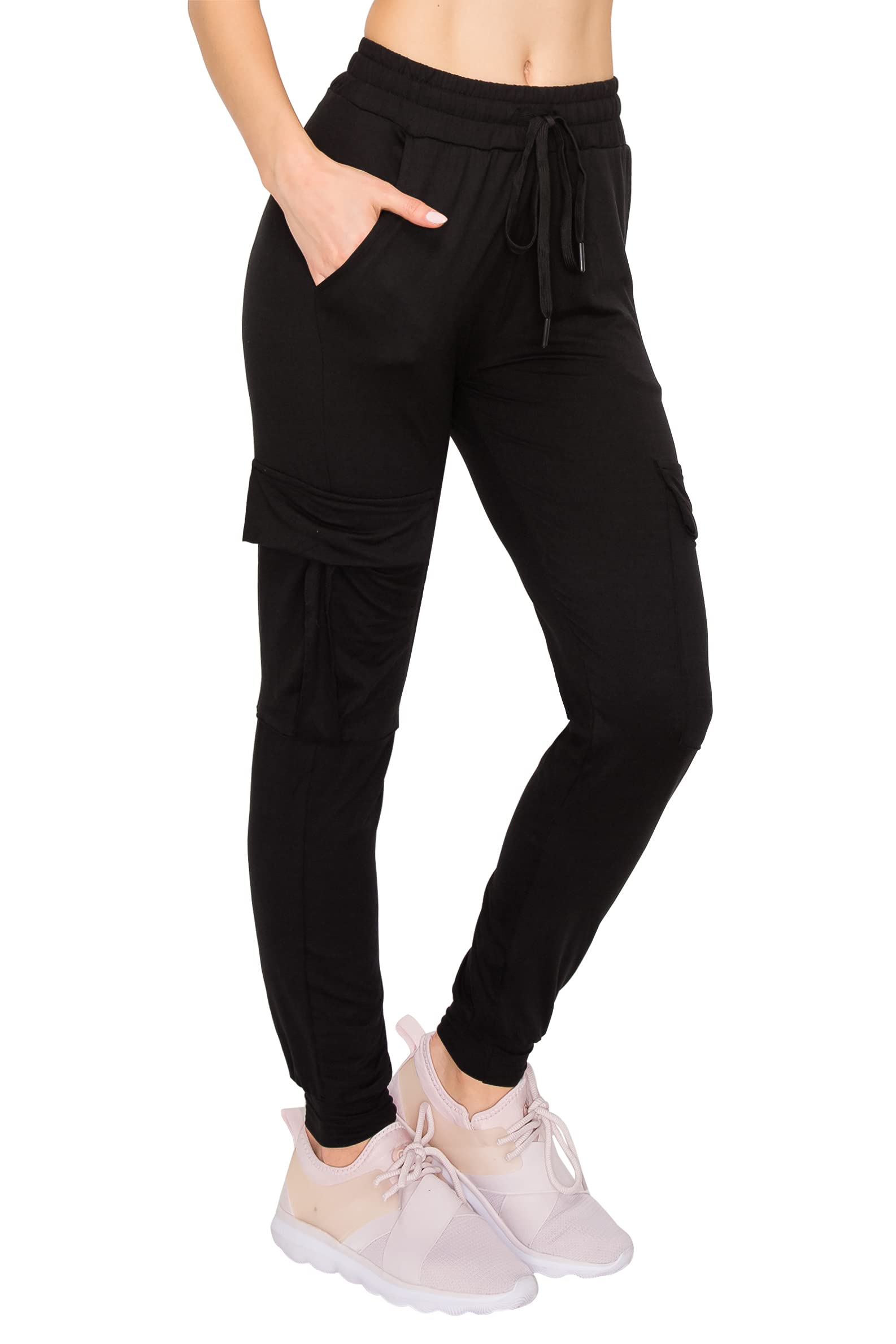 ALWAYS Cargo Jogger Pants for Women - Super Soft Casual Lounge Sweatpants Black M