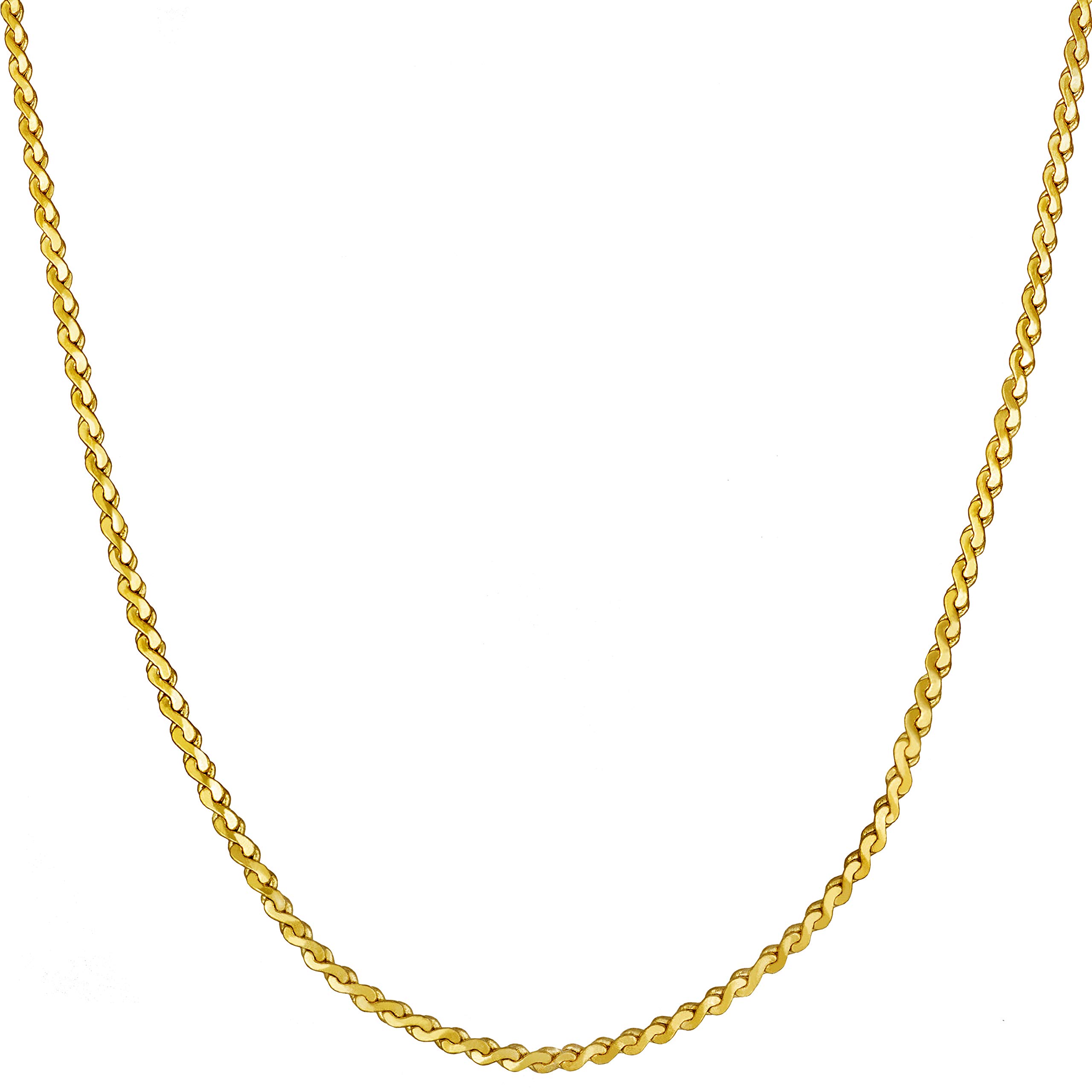 LIFETIME JEWELRY 1.4mm Serpentine Chain Necklace for Women & Men 24k Gold Plated (20 inches, Gold)