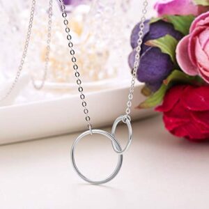 EVER FAITH Double Circles Necklace Sterling Silver Infinity Interlocking Friendship Sister Mother Daughter Necklace Mothers Day/Valentines Day/Christmas Jewelry Gift for Womens