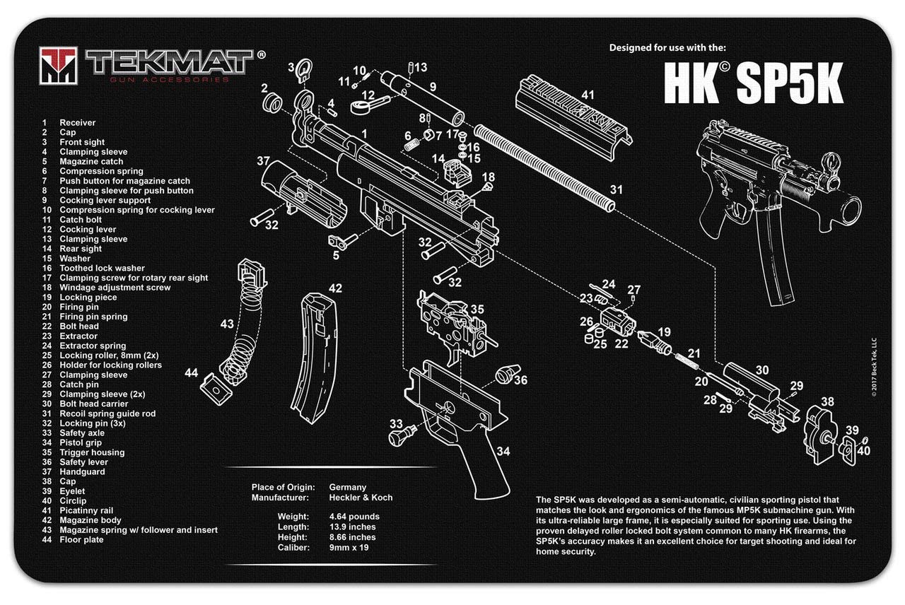 TekMat Heckler & Koch SP5K Gun Cleaning Mat