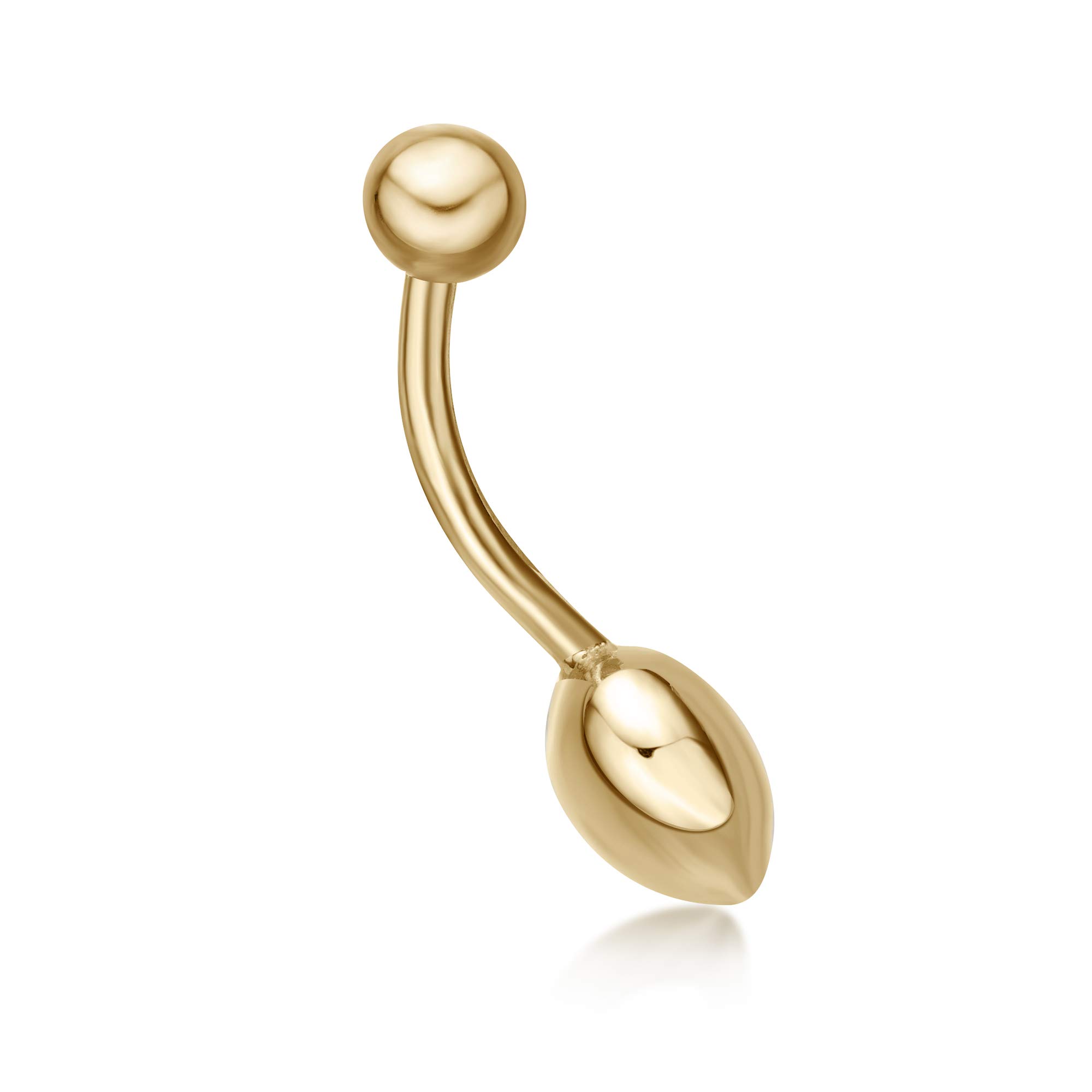 Lavari Jewelers 16 Gauge Heart Belly Ring for Women in 10k Yellow Gold with Solid Design 12 mm Post Length 16G