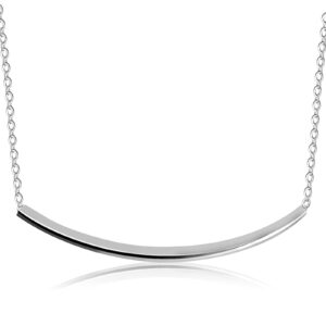 Balance Tube Bar Necklace, 925 Sterling Silver Curved Bar Pendant Necklace, Simple Jewelry Gift for Women and Girls