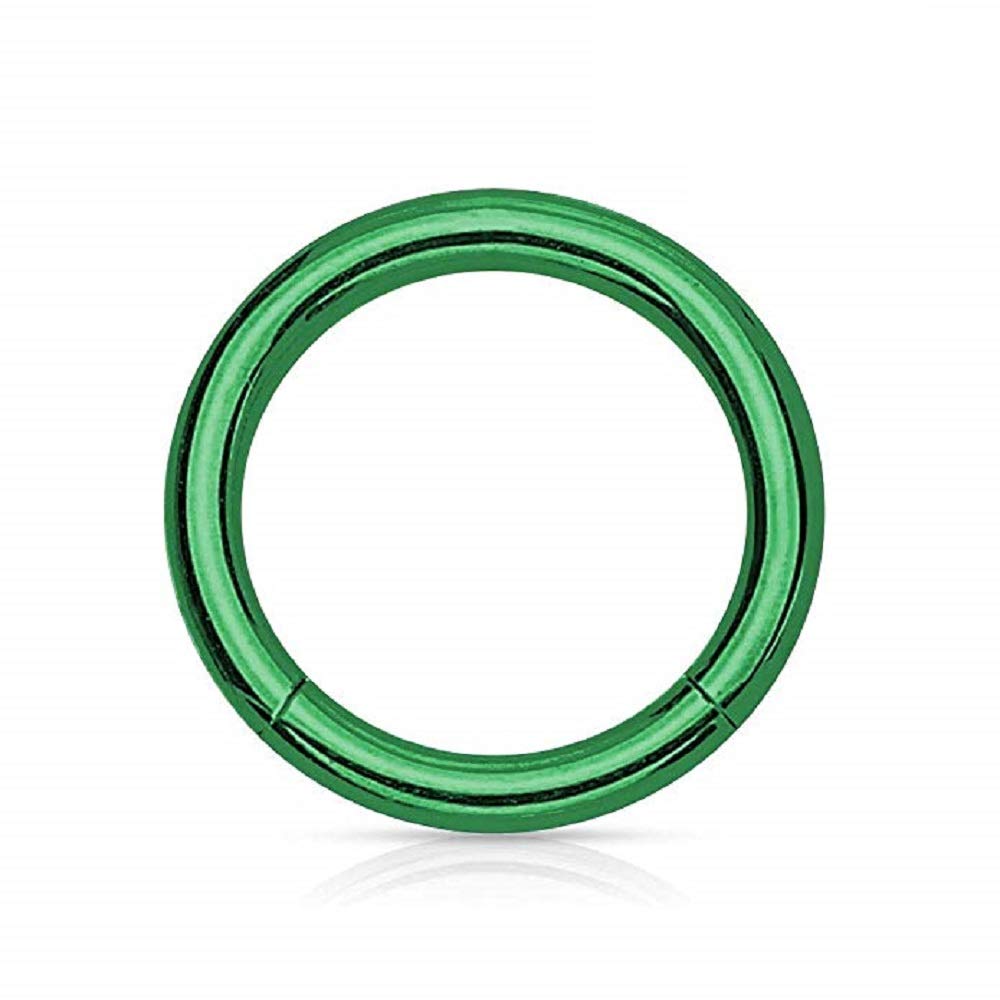 Hinged Seamless WildKlass Jewely Septum Clicker Ring 316L Surgical Steel (Sold Individually) (16GA 6mm Green)