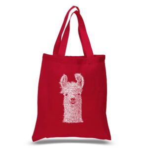 la pop art small word art tote bag - llama - red