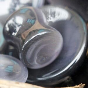 Pair of Natural Dark Grey Cat's Eye Concave Stone Saddle Plug 00 Gauge (10mm) [H06-080]