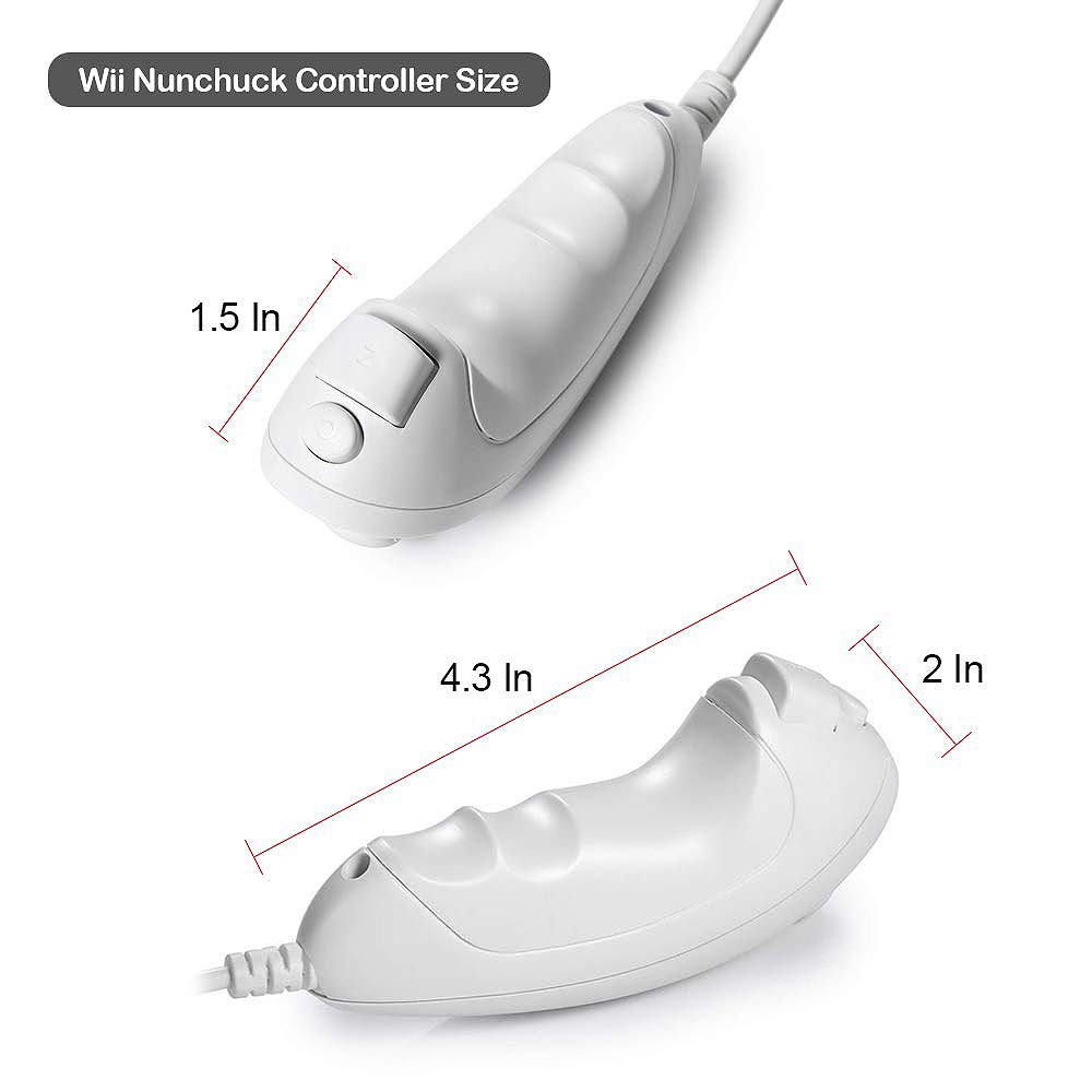 MODESLAB Wii Nunchuck Controller, 2 Pack Nunchuk Controllers Replacement Remote Joystick Gamepad Controller Compatible with Wii Wii U Console(Black+White)