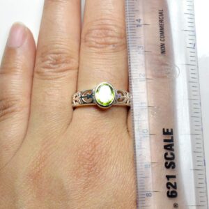 55Carat Natural Peridot Ring 925 Sterling Silver Oval Cut August Birthstone Bezel Style Jewelry Size 4-13