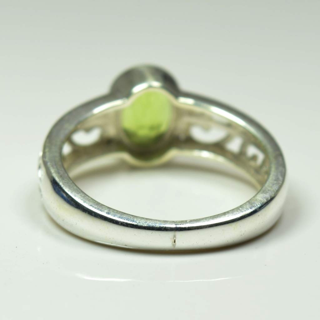 55Carat Natural Peridot Ring 925 Sterling Silver Oval Cut August Birthstone Bezel Style Jewelry Size 4-13