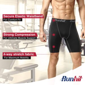 Runhit Men's Compression Shorts(3 Pack),Compression Spandex Yoga Shorts Running Underwear Workout Athletic Sports Shorts