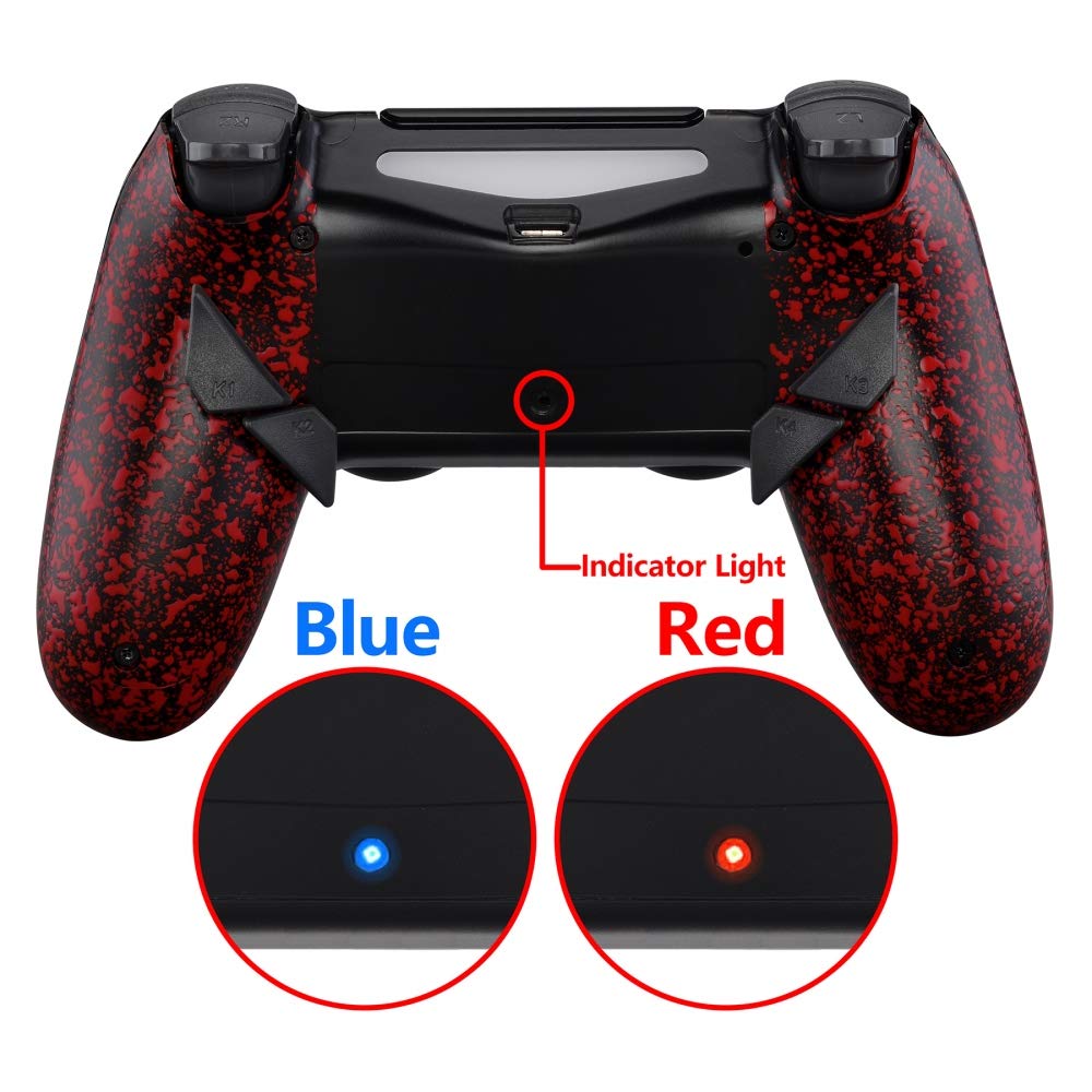 eXtremeRate Textured Red Dawn Programable Remap Kit for PS4 Controller with Upgrade Board & Redesigned Back Shell & 4 Back Buttons - Compatible with JDM-040/050/055 - Controller NOT Included