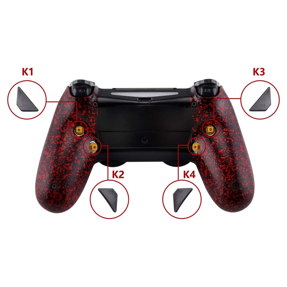 eXtremeRate Textured Red Dawn Programable Remap Kit for PS4 Controller with Upgrade Board & Redesigned Back Shell & 4 Back Buttons - Compatible with JDM-040/050/055 - Controller NOT Included