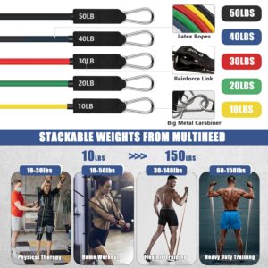 23Pcs Resistance Bands Set Workout Bands, 5 Stackable Exercise Bands with Handles, 5 Resistance Loop Bands, Jump Rope, Figure 8 Resistance Bands, Headband, Cooling Towel