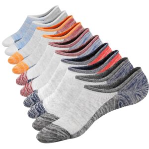 Mottee&Zconia Mens No Show Socks Casual Low Cut Non-Slide Socks Mesh Top Cotton Sock 5 Pack Size11-13