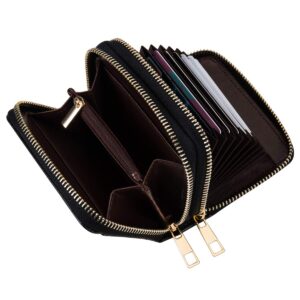 Heaye Small Women Wallets for Women Credit Card Case Wallet Holder RFID with ID Window Zipper Black