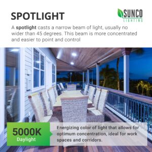 Sunco 2 Pack Outdoor LED Flood Light, 1250 LM, Waterproof PAR38 LED Bulb Dusk to Dawn, 120W Equivalent 15W, Exterior, Wet-Rated, 5000K Daylight, E26 Base, UL