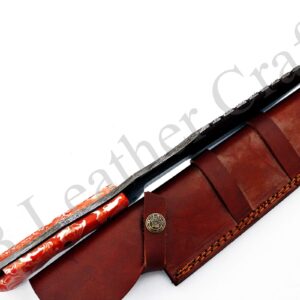 Tactical Combat Custom Made Damascus Steel Hunting Knife/Tracker Knife FBK-15316 (Orange & White Resin)