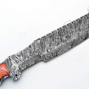 Tactical Combat Custom Made Damascus Steel Hunting Knife/Tracker Knife FBK-15316 (Orange & White Resin)