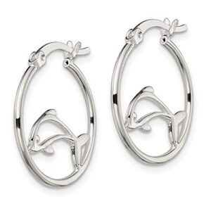 925 sterling silver sea dolphin ocean fish beach nautical hoop earrings