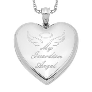 IceCarats 925 Sterling Silver Guardian Angel Ash Holder Heart Love Personalized Photo Locket Cremation Necklace Memorial Charm Urn Pendant Only